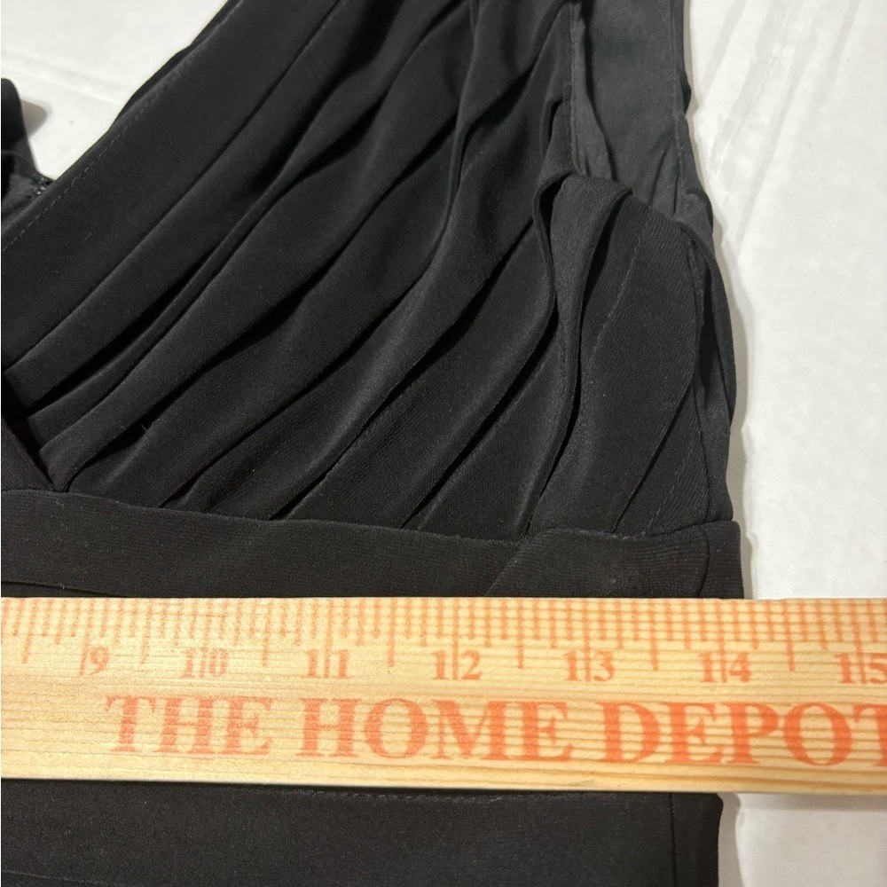 Adrianna Papell Elegant Black Cocktail, Party Dress, Sleeveless, Pleated Bodice - Picture 12 of 14